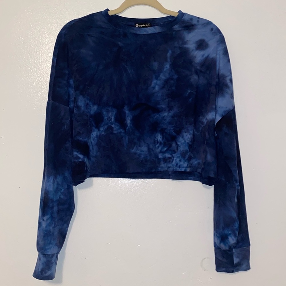Blue Tie Dye Crop Top Shirt 💙